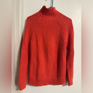 GAP Men's Orange-Red Ribbed Turtleneck Sweater